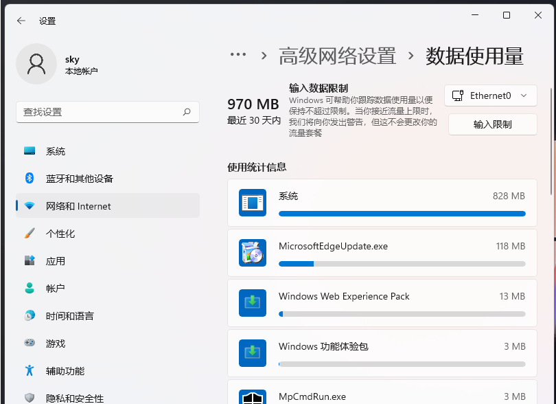 Win11怎么样查看电脑流量使用情况