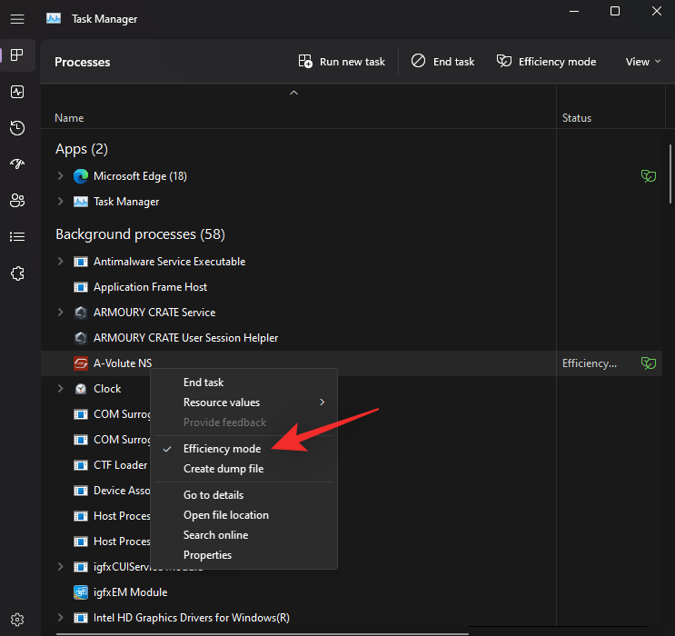 如何在 Windows 11 中为应用程序或进程打开或关闭效率模式