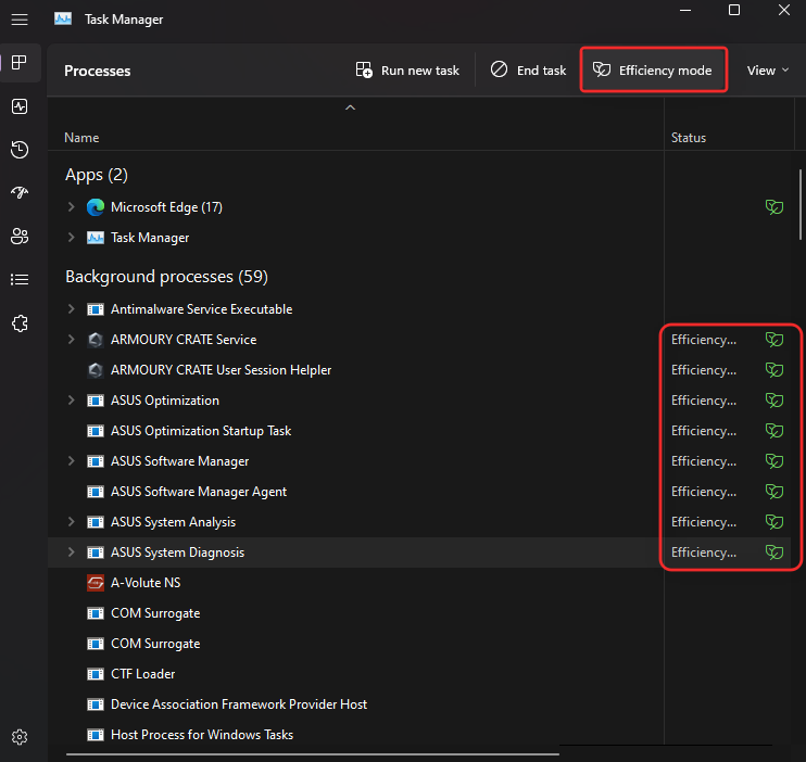 如何在 Windows 11 中为应用程序或进程打开或关闭效率模式