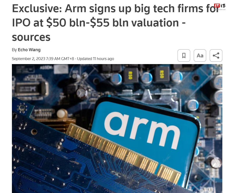 Arm 与苹果、英伟达等公司达成合作，计划上市估值目标为500-550亿美元