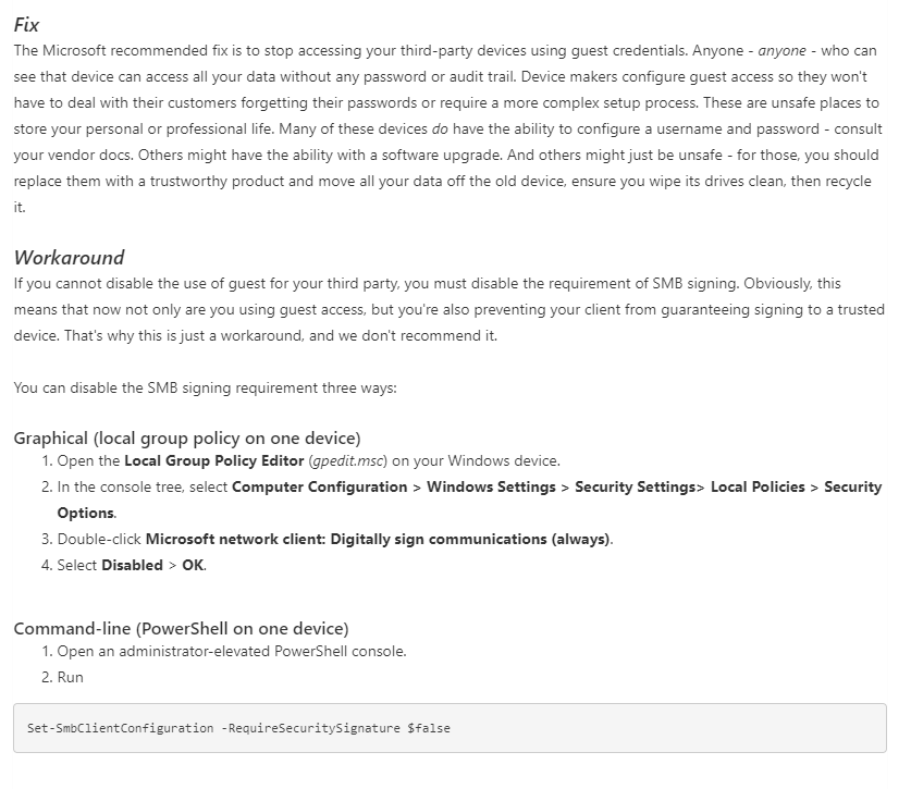 Windows11 企业版默认启用 SMB 身份验证导致出错，微软现给出解决方法