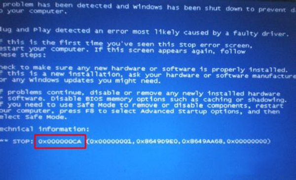 win7系统蓝屏0x0000CA代码的修复方法