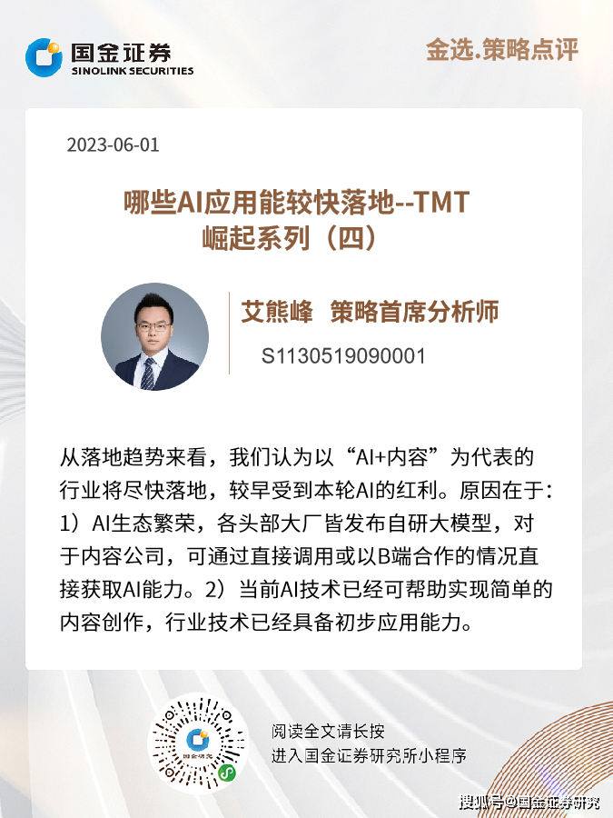 策略艾熊峰|哪些AI应用能较快落地--TMT崛起系列（四）