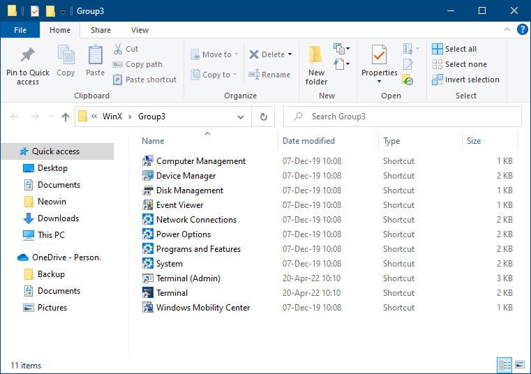 将终端添加到 Windows 10 快速链接 (WinX) 右键单击开始菜单