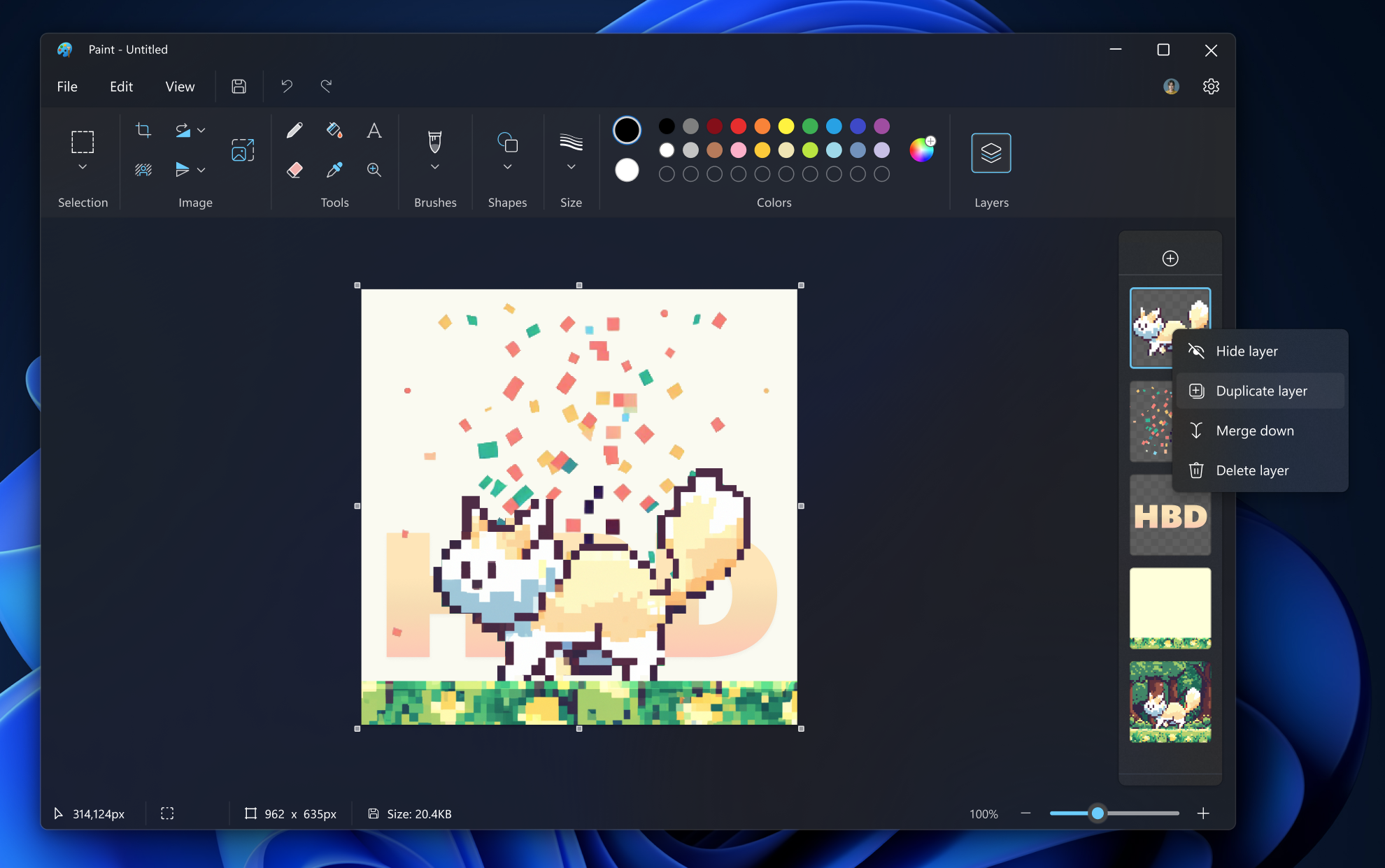 Microsoft Paint现已支持图层功能,类似于Photoshop,支持透明度