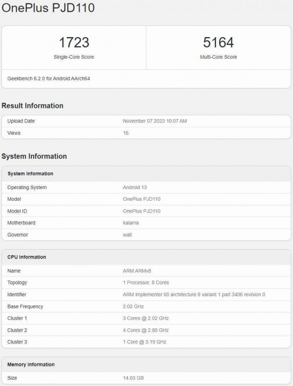 一加Ace 3亮相Geekbench:将搭载骁龙8 Gen2,成绩惊人