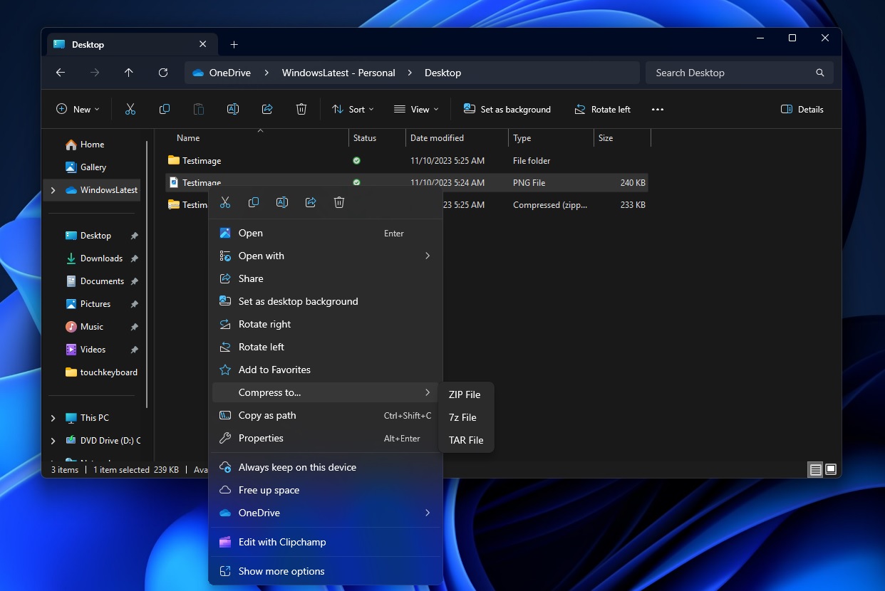 新标题:提前尝鲜:Windows 11 预览版为您提供原生创建 ZIP、7z 和 TAR 存档的功能
