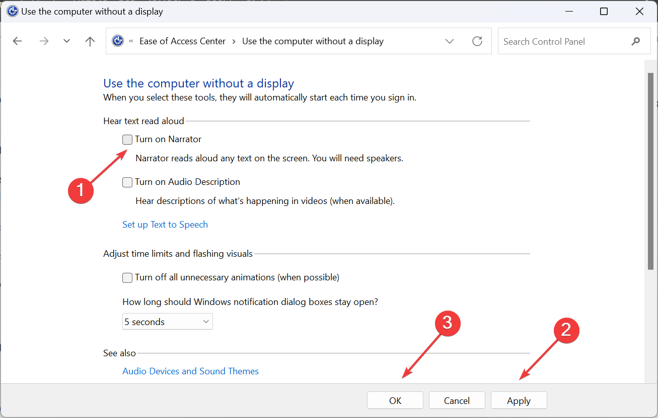 修复:Windows 11 讲述人无法关闭