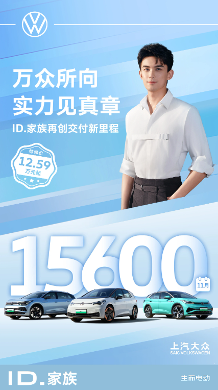 上汽大众ID.家族11月销售再破纪录,累计销量突破20万辆