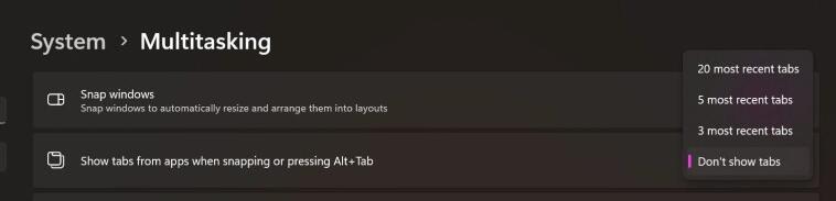 微软调整 Win11 的 Alt + Tab 功能，最多只支持切换 20 个最近标签页