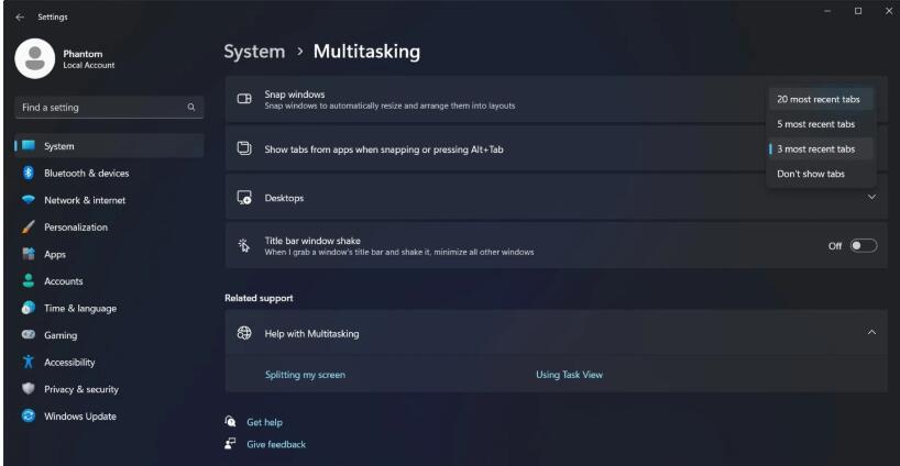 Win11 Build 25336 预览版发布:Snap 窗口新增最近 20 个标签选项