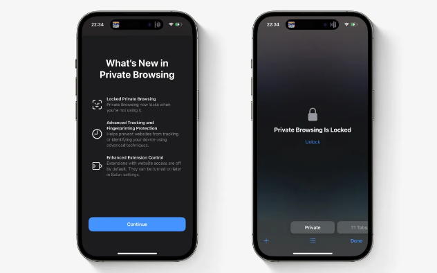 iOS17Safari浏览器更新：“无痕浏览”模式需Face ID验证才可访问！