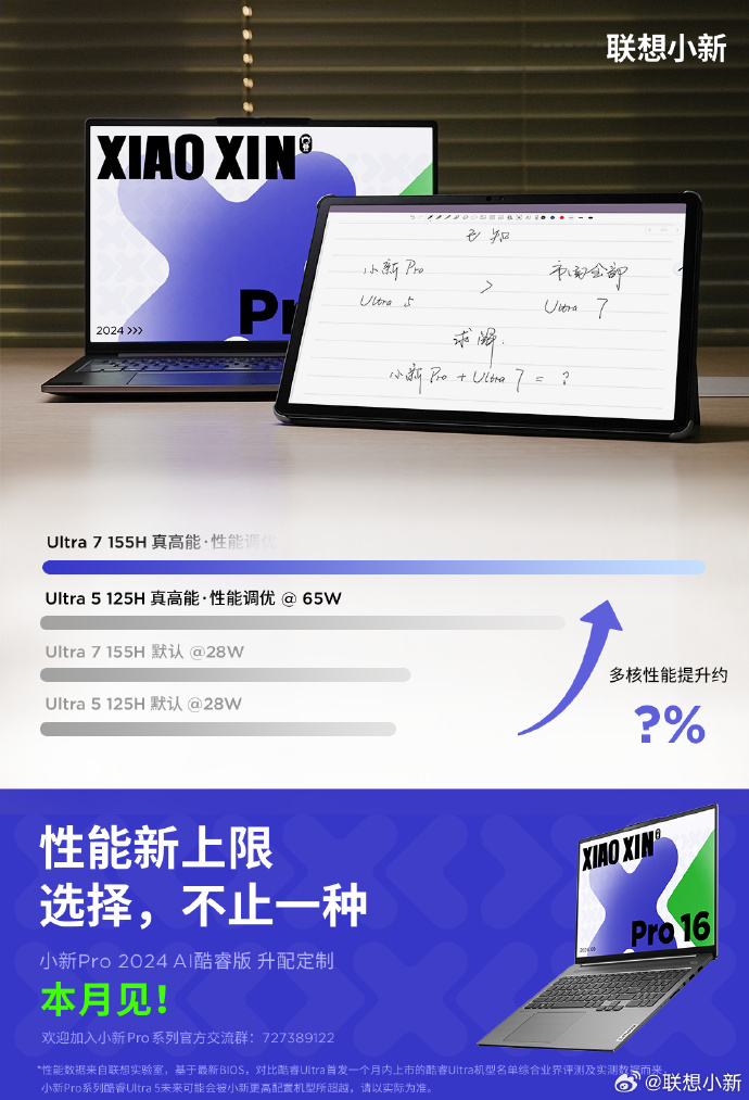联想宣布：2024年发布小新 Pro16 笔记本新款，搭载酷睿 Ultra 7 处理器版本