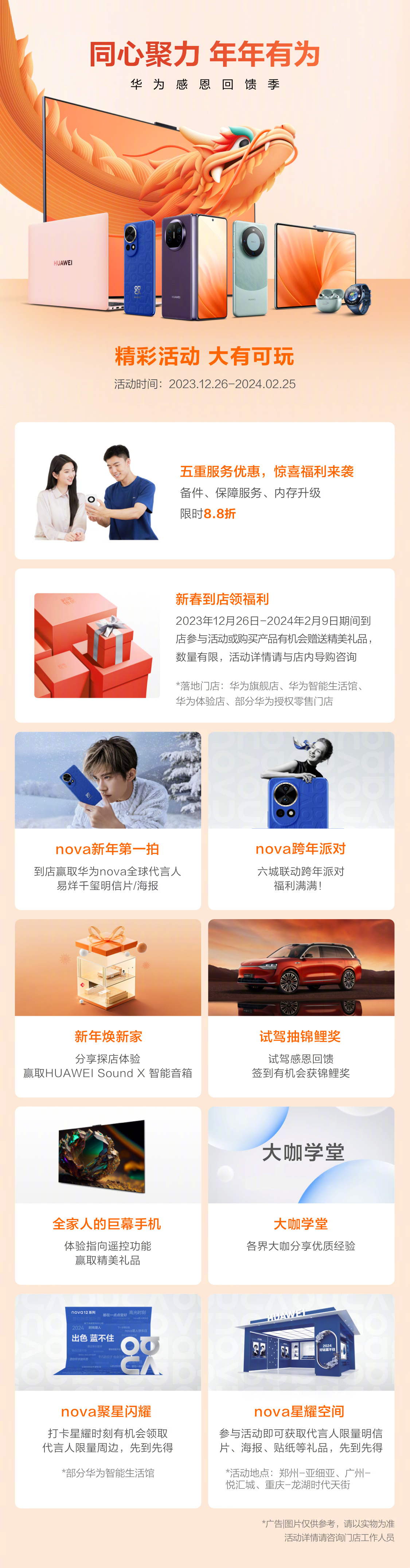 华为开启感恩回馈季：服务门店备件 8.8 折，部分产品至高优惠 2000 元
