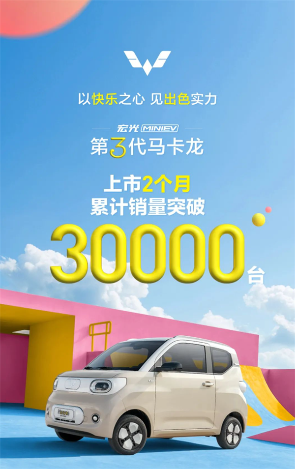 五菱宏光MINI EV第三代马卡龙热销,两月销量破三万