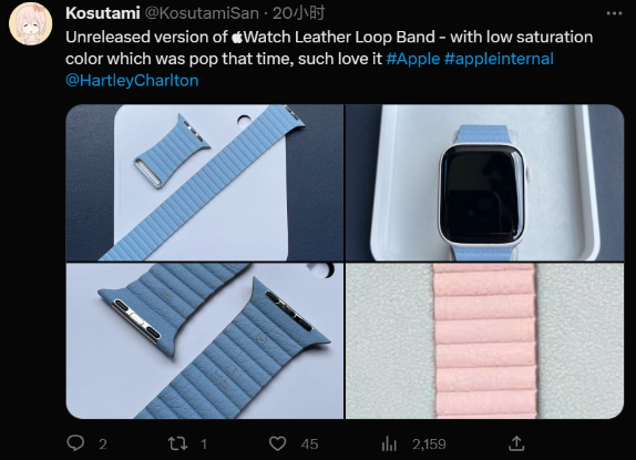 著名苹果产品收藏家曝光被砍Apple Watch表带,粉蓝配色成亮点
