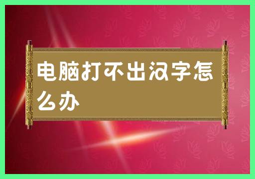 汉字无法输入电脑该怎么解决