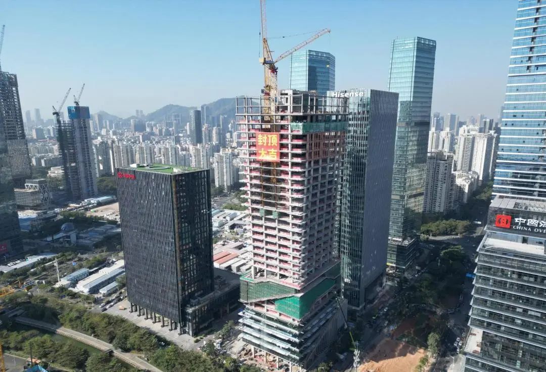 深圳字节跳动后海中心项目主体结构全面封顶，总建筑面积 7.74 万平方米
