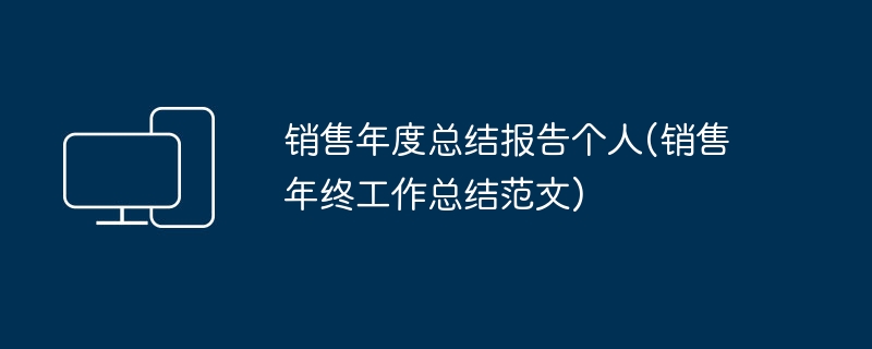 销售年度总结报告个人(销售年终工作总结范文)