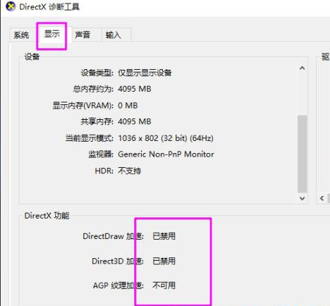 Win10系统DirectX功能被禁用了怎么办?