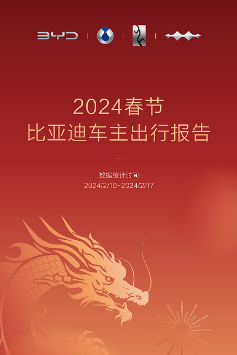 比亚迪2024春节出行报告发布:610万车主共行驶37亿公里