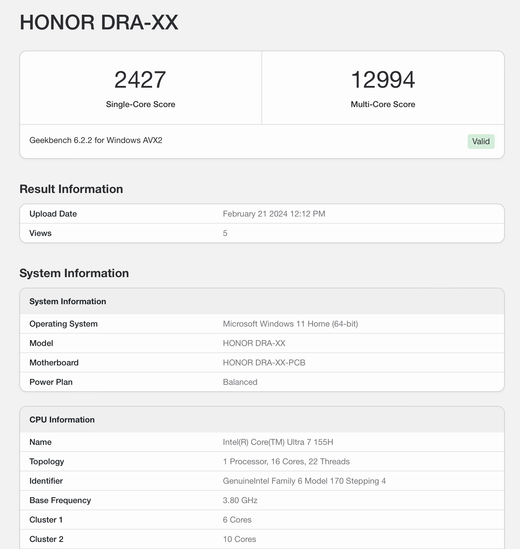 荣耀 MagicBook Pro 16 笔记本在 Geekbench 中展现强劲性能：搭载 Ultra 7 155H 处理器和 RTX 4060 显卡