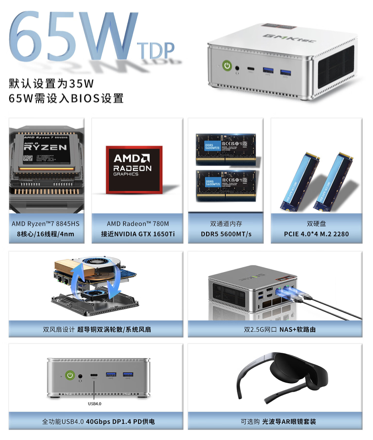 极摩客 K8 迷你主机 10 点开售：8845HS、可选配 AR 眼镜，2499 元起