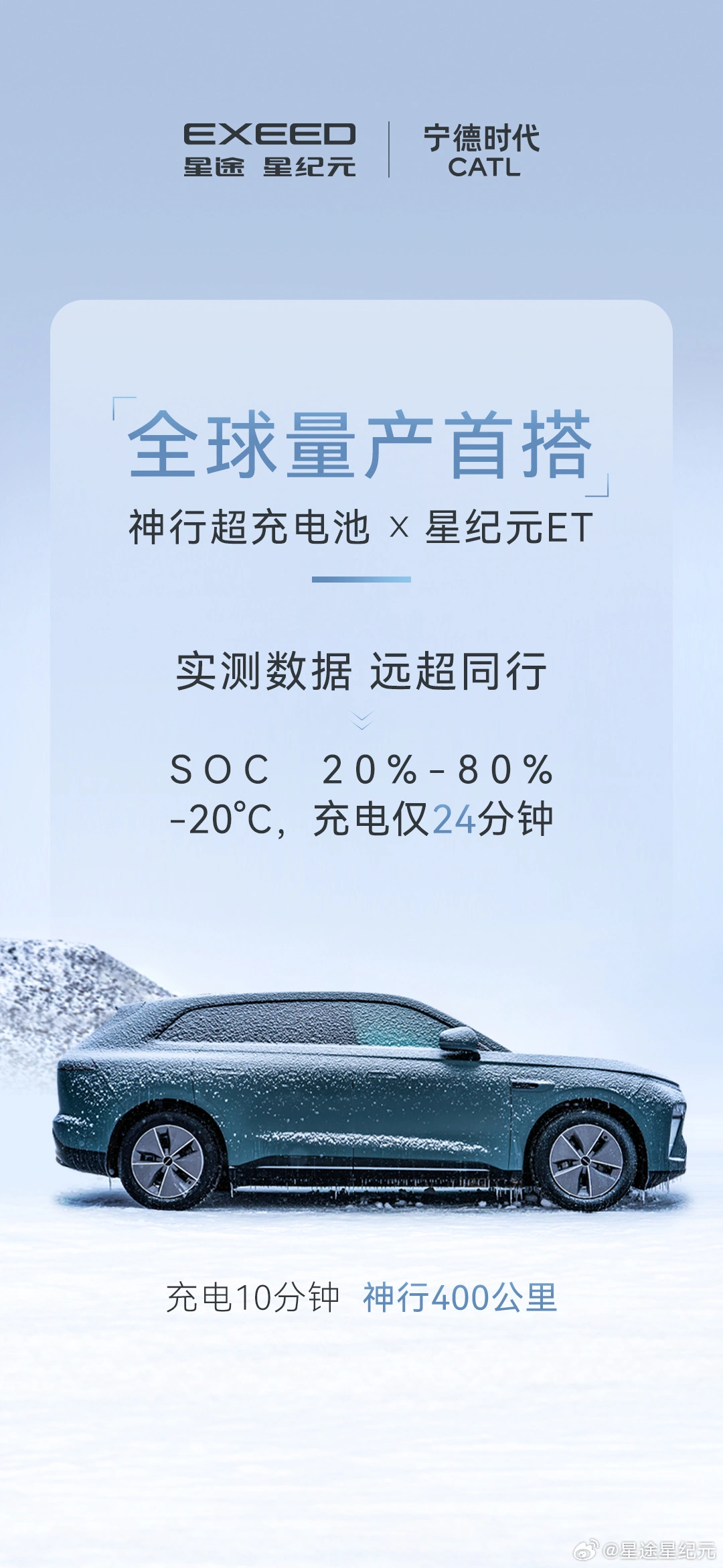 奇瑞星途ET汽车首次搭载宁德时代神行超级充电池