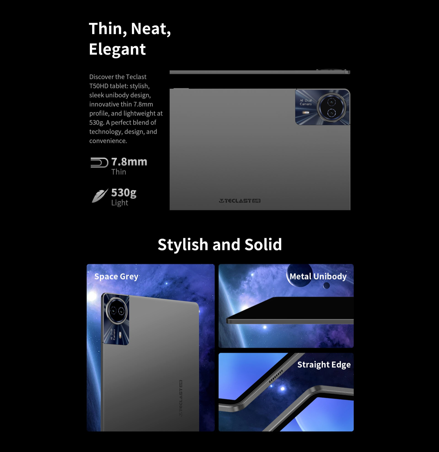 台电海外推出 T50 HD 平板电脑:紫光展锐 T606、CNC 铝合金机身