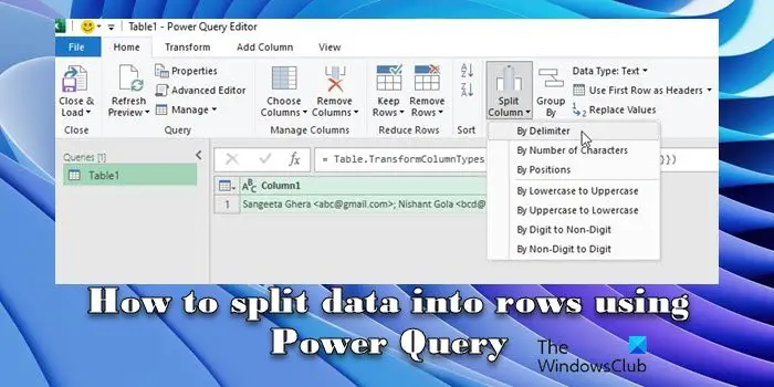 使用Power Query将数据拆分为NTFS格式