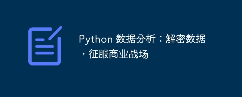 Python 数据分析:解密数据,征服商业战场