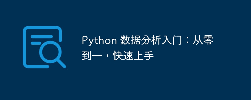 Python 数据分析入门:从零到一,快速上手
