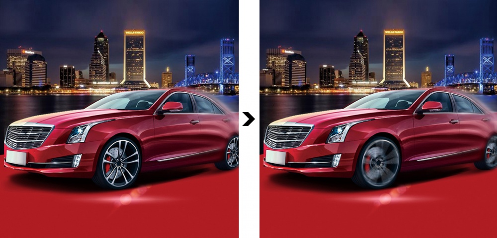 如何实现PS中的车轮旋转效果