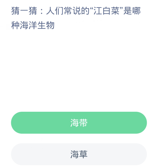蚂蚁森林神奇海洋1月27日：人们常说的江白菜是哪种海洋生物