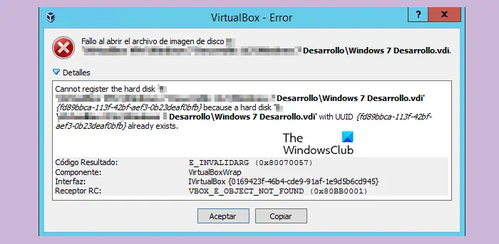 VirtualBox错误：VBOX_E_OBJECT_NOT_FOUND (0x80bb0001)