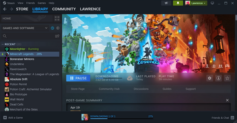 Steam桌面客户端测试版更新：引入新的笔记应用，允许固定游戏窗口