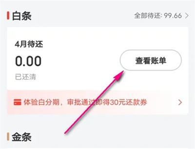 京东金融如何查白条账单