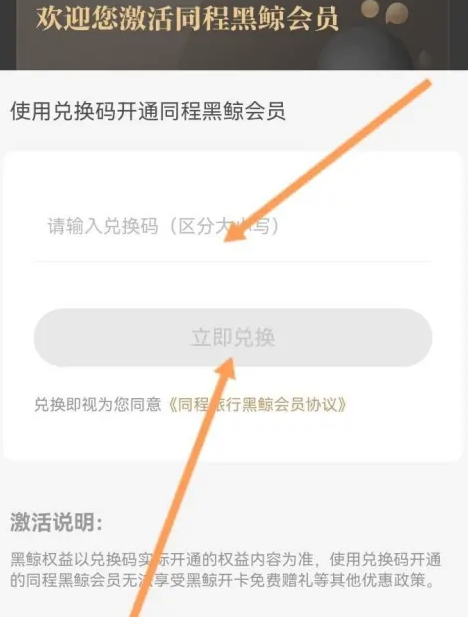同程旅行黑鲸券码如何兑换