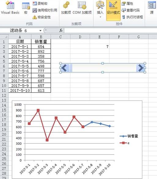 Excel制作随滚动条变化的动态图表的步骤方法