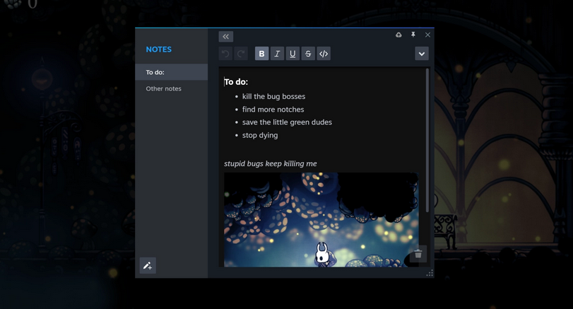Steam桌面客户端测试版更新：新增笔记、在游戏中固定窗口功能
