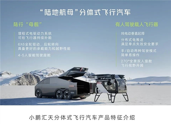 小鹏汇天“陆地航母”飞行汽车型号合格证申请获受理,适航审定在即