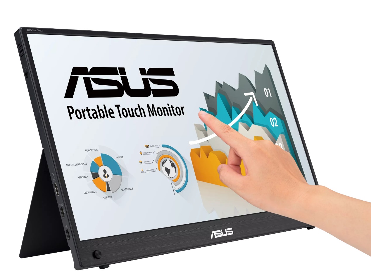 华硕推出 ZenScreen Touch MB16AMTR 便携触控显示器,内置四小时续航电池