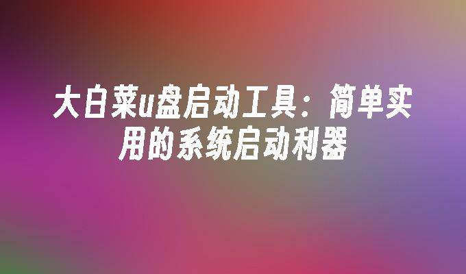 大白菜u盘启动工具：简单实用的系统启动利器
