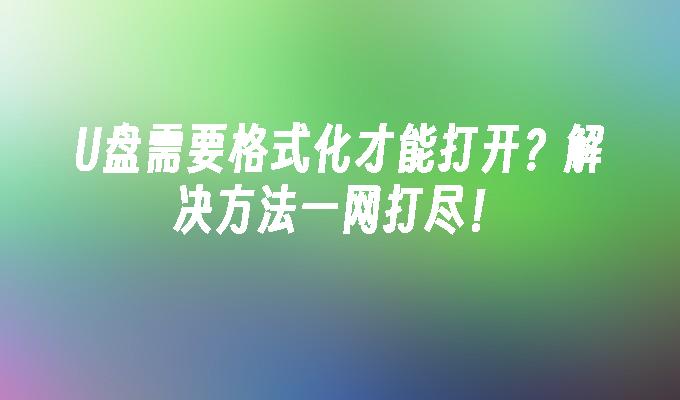 U盘需要格式化才能打开？解决方法一网打尽！