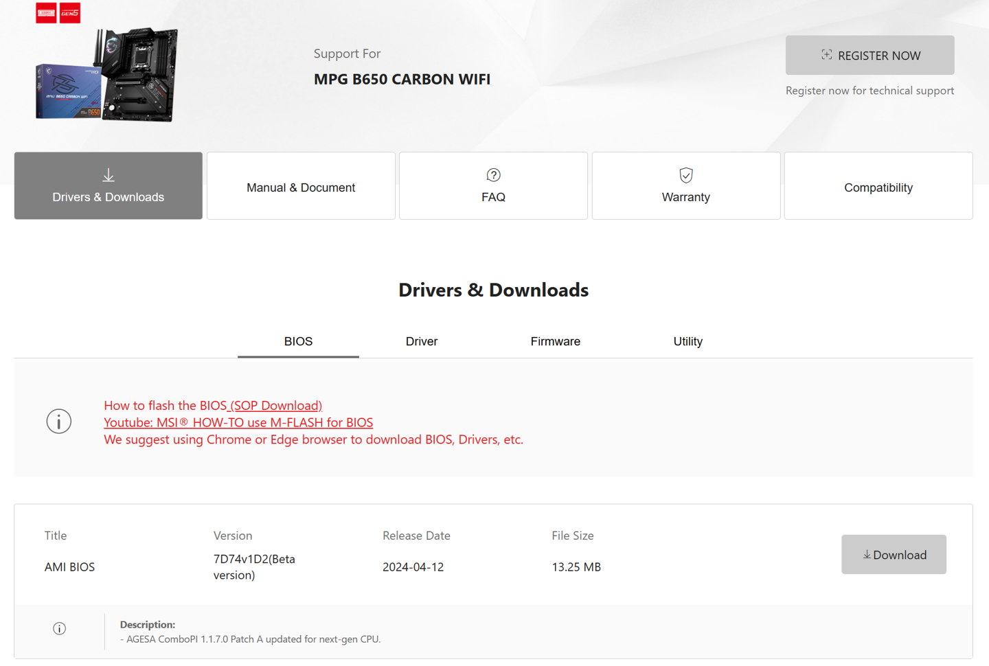 微星发布 AM5 主板 AGESA 1.1.7.0 BIOS 更新，支持下一代锐龙 9000 系列处理器