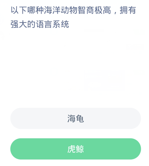 蚂蚁森林神奇海洋2月27日：以下哪种海洋动物智商极高拥有强大的语言系统
