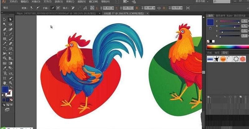 ai设计大公鸡图标的详细操作内容