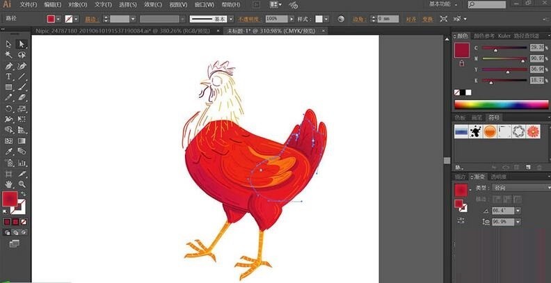 ai设计大公鸡图标的详细操作内容