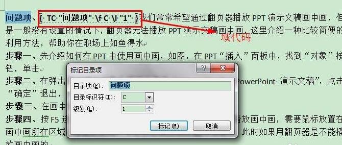 word目录域使用操作步骤