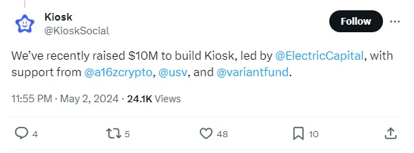Kiosk 融资 1000 万美元，去中心化社交赛道迎来剧变？
